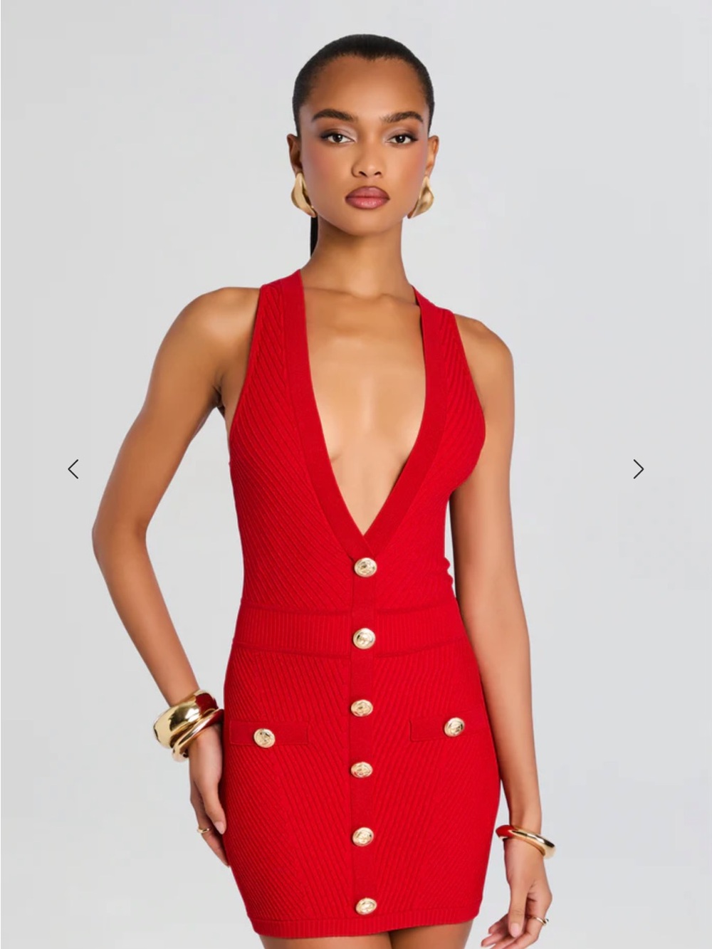 Retrofete Ellison Rib Knit Mini Dress - Metallic Fiery Red Small $348 - Picture 4 of 8